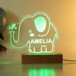 Personalised Children's Elephant Design Wooden Based LED Colour Changing Night Light - Image 5