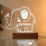Personalised Children's Elephant Design Wooden Based LED Colour Changing Night Light - Image 7