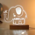 Personalised Children's Elephant Design Wooden Based LED Colour Changing Night Light - Image 9