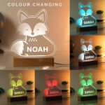 Personalised Children's Fox Design Wooden Based LED Colour Changing Night Light - Image 2