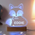 Personalised Children's Fox Design Wooden Based LED Colour Changing Night Light - Image 3