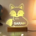 Personalised Children's Fox Design Wooden Based LED Colour Changing Night Light - Image 5