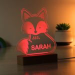 Personalised Children's Fox Design Wooden Based LED Colour Changing Night Light - Image 6