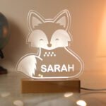 Personalised Children's Fox Design Wooden Based LED Colour Changing Night Light - Image 8
