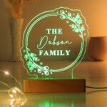 Personalised Any Message Floral Design Wooden Based LED Colour Changing Light - Image 11
