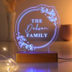 Personalised Any Message Floral Design Wooden Based LED Colour Changing Light - Image 13