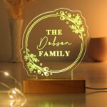 Personalised Any Message Floral Design Wooden Based LED Colour Changing Light - Image 4