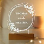 Personalised Any Message Floral Design Wooden Based LED Colour Changing Light - Image 6