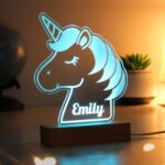 Personalised Children's Unicorn Design Wooden Based LED Colour Changing Night Light - Image 3