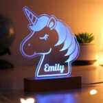 Personalised Children's Unicorn Design Wooden Based LED Colour Changing Night Light - Image 5