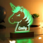 Personalised Children's Unicorn Design Wooden Based LED Colour Changing Night Light - Image 6
