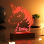 Personalised Children's Unicorn Design Wooden Based LED Colour Changing Night Light - Image 7