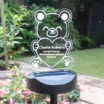 Personalised Bear Shaped Memorial Outdoor LED Colour Changing Solar Light