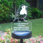 Personalised Robin Design Memorial Outdoor LED Colour Changing Solar Light