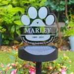 Personalised Pet Paw Print Memorial Outdoor LED Colour Changing Solar Light