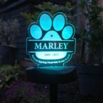 Personalised Pet Paw Print Memorial Outdoor LED Colour Changing Solar Light - Image 2