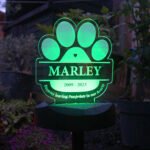 Personalised Pet Paw Print Memorial Outdoor LED Colour Changing Solar Light - Image 4