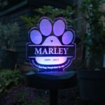 Personalised Pet Paw Print Memorial Outdoor LED Colour Changing Solar Light - Image 5