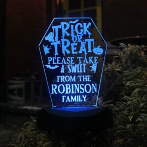 P0113A84 Personalised 'Trick or Treat' Halloween Outdoor LED Colour Changing Solar Light 2
