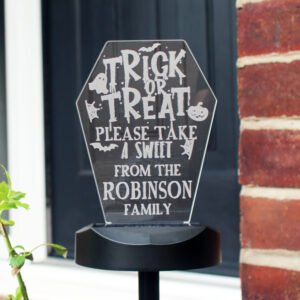 P0113A84 Personalised 'Trick or Treat' Halloween Outdoor LED Colour Changing Solar Light