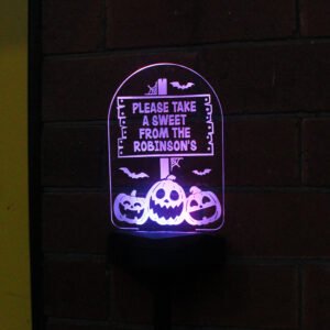 P0113A85 Personalised Pumpkin Patch Design Halloween Outdoor LED Colour Changing Solar Light 2
