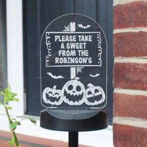 P0113A85 Personalised Pumpkin Patch Design Halloween Outdoor LED Colour Changing Solar Light