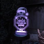 Personalised 'Santa Stop Here' Christmas Sign Outdoor LED Colour Changing Solar Light - Image 4