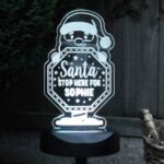 Personalised 'Santa Stop Here' Christmas Sign Outdoor LED Colour Changing Solar Light