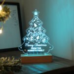 Personalised Christmas Tree Shaped Wooden Based LED Colour Changing Light