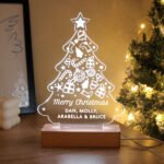 Personalised Christmas Tree Shaped Wooden Based LED Colour Changing Light - Image 3