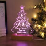 Personalised Christmas Tree Shaped Wooden Based LED Colour Changing Light - Image 6