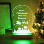 Personalised Any Message Christmas Scene Wooden Based LED Colour Changing Light - Image 4