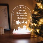 Personalised Any Message Christmas Scene Wooden Based LED Colour Changing Light - Image 6