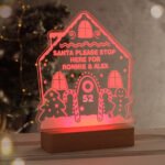 Personalised Christmas Gingerbread House Design Wooden Based LED Colour Changing Night Light - Image 12
