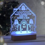 Personalised Christmas Gingerbread House Design Wooden Based LED Colour Changing Night Light - Image 3