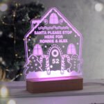 Personalised Christmas Gingerbread House Design Wooden Based LED Colour Changing Night Light - Image 5
