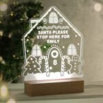 Personalised Christmas Gingerbread House Design Wooden Based LED Colour Changing Night Light - Image 9