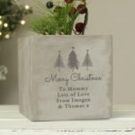 Personalised Any Message Christmas Trees Design Concrete Plant Pot