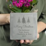 Personalised Any Message Christmas Trees Design Concrete Plant Pot - Image 2