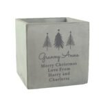 Personalised Any Message Christmas Trees Design Concrete Plant Pot - Image 5