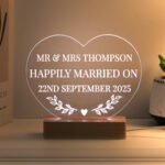 Personalised Any Message Heart Shaped Wooden Based LED Colour Changing Light - Image 3