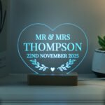 Personalised Any Message Heart Shaped Wooden Based LED Colour Changing Light - Image 5