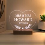 Personalised Any Message Heart Shaped Wooden Based LED Colour Changing Light - Image 6