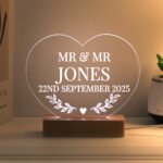 Personalised Any Message Heart Shaped Wooden Based LED Colour Changing Light - Image 7