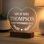 Personalised Any Message Heart Shaped Wooden Based LED Colour Changing Light - Image 8