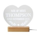 Personalised Any Message Heart Shaped Wooden Based LED Colour Changing Light - Image 10