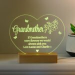Personalised Floral Design Heart Shaped Wooden Based LED Colour Changing Light