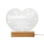 Personalised Floral Design Heart Shaped Wooden Based LED Colour Changing Light - Image 9