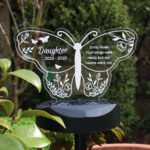 Personalised Butterfly Shaped Memorial Colour Changing LED Solar Light - Image 5