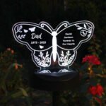 Personalised Butterfly Shaped Memorial Colour Changing LED Solar Light - Image 7